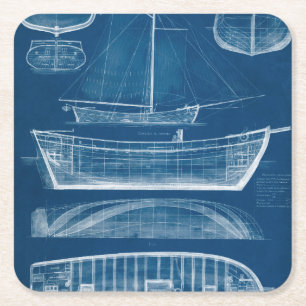 Antiker Schiffs-Plan II Rechteckiger Pappuntersetzer