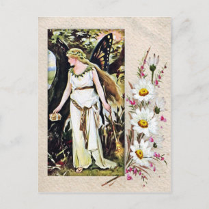 Antiker Schmetterlingsfee Postkarte