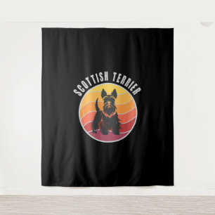 Antiker Schottischer Terrier Sonnenuntergang Wandteppich