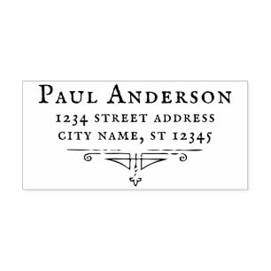 Antiker Schriftart + Verzierungs-Rücksendeadresse Gummistempel