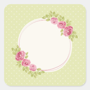 Antiker Shabby-Chic-Rahmen mit Rosenmotiv Quadratischer Aufkleber