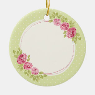 Antiker Shabby Chic Rosen Rahmen Keramik Ornament