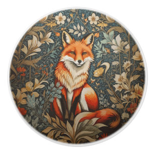 Antiker Sitting Fox William Morris Inspirierter Bl Keramikknauf