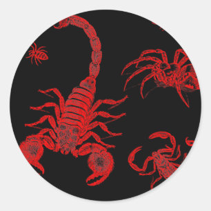 Antiker Skorpion-Spinnen-Floh Rot Runder Aufkleber