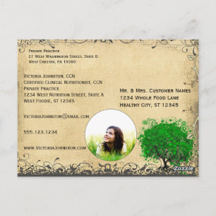 Antiker Smaragdgrüner Herzblättriger Baum Postkarte