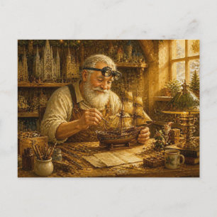 Antiker Spielzeugmacher im Vintage-Stil Postkarte