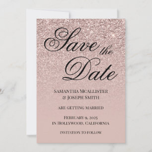 Antiker Staubrosa Glitterverlauf Save The Date