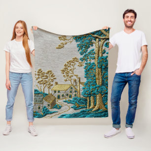 Antiker Stil Teal + Gold Farbe Ländlich Fleecedecke