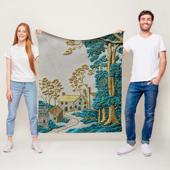 Antiker Stil Teal + Gold Farbe Ländlich Fleecedecke (Beispiel)