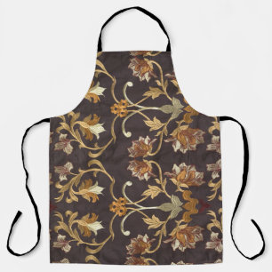 Antiker Stoff mit bestickten Blumen, Hintergrund Schürze