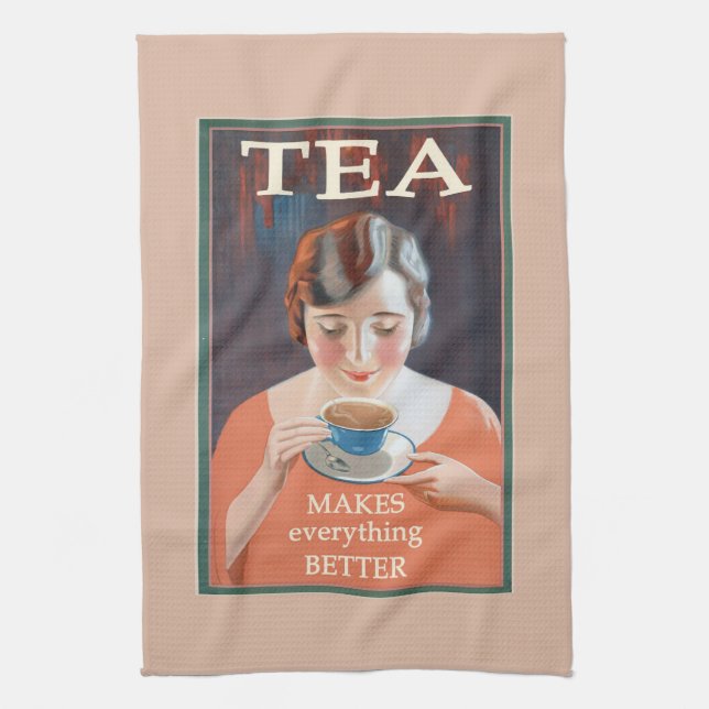 Antiker Teetrinker, Tasse Tee Geschirrtuch (Vertikal)