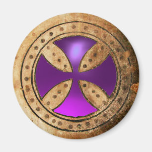 ANTIKER TEMPLAR QUERER lila Amethyst Edelstein Magnet