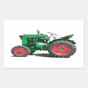 ANTIKER TRAKTOR RECHTECKIGER AUFKLEBER