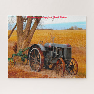 Antiker Traktor South Dakota. Weihnachtsgrüße