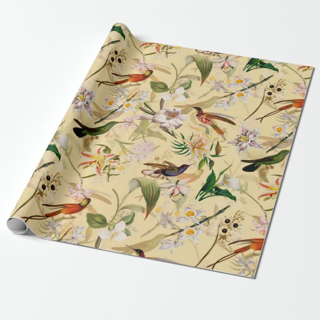 Antiker Tropischer Hummingvogel-Dschungelwald Vani Geschenkpapier (Ungerollt)