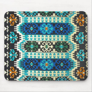 Antiker türkischer Kilim-Teppich Blau Grün Mousepad