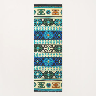 Antiker türkischer Kilim-Teppich Blau Grün Yogamatte