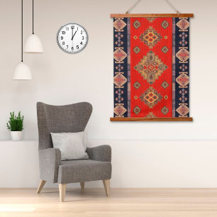 Antiker türkischer Palé-Gold-Rot-Kilim-Wandteppich Wandteppich Mit Holzrahmen