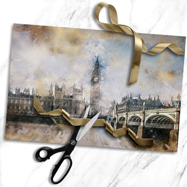 Antiker Uhrenturm | Steampunk Big Ben Decoupage Seidenpapier (Von Creator hochgeladen)