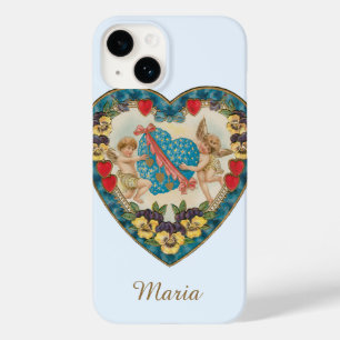 Antiker Valentinstag, Vintage Engel im Herzen Case-Mate iPhone Hülle