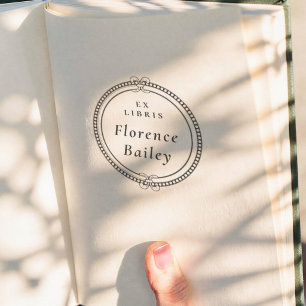 Antiker verzierter Rahmen Einfacher Ex Libris Buch Permastempel