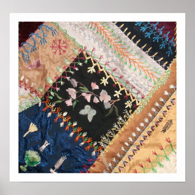 Antiker Viktorianischer Crazy Quilt Square Poster (Vorne)