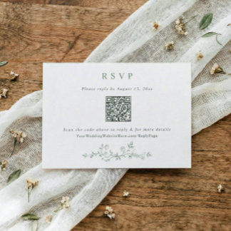 Antiker viktorianischer hellgrüner Hochzeits-QR-Co RSVP Karte