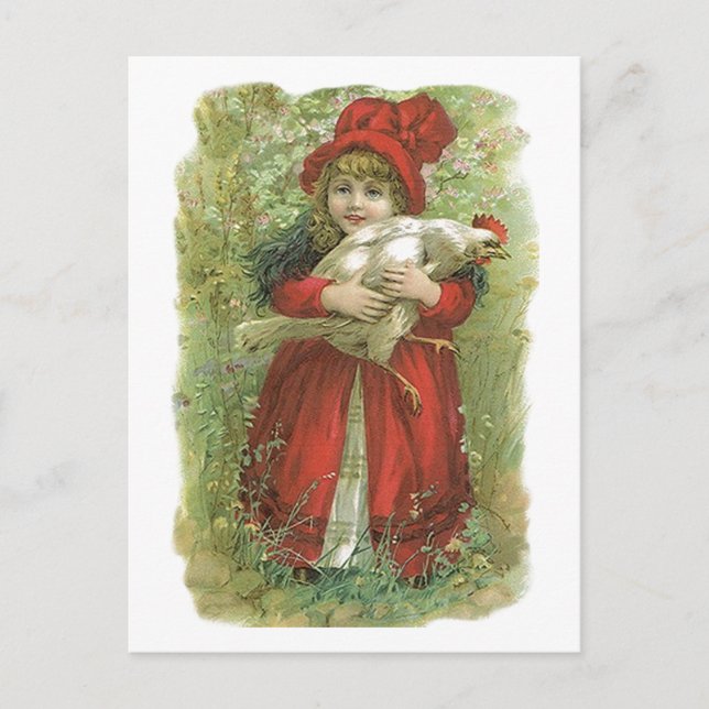 Antiker Viktorianischer Hühnerroster Hen Egg Produ Postkarte (Vorderseite)