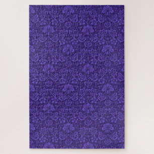 Antiker viktorianischer Indigo-Damaskus-Paisley-Bl
