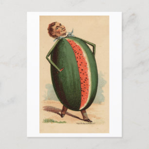 Antiker viktorianischer Mann mit Wassermelonen-Kör Postkarte