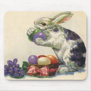 Antiker viktorianischer Osterhase, Eier und Blumen Mousepad
