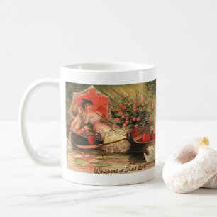 Antiker viktorianischer Valentinstag Cherub mit He Kaffeetasse