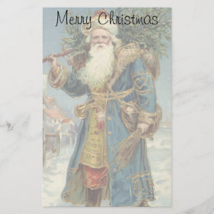 Antiker viktorianischer Weihnachtsmann mit Weihnac Briefpapier