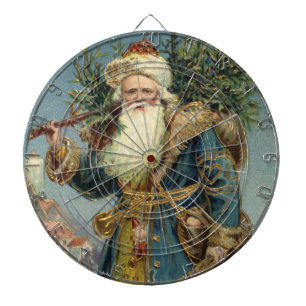 Antiker viktorianischer Weihnachtsmann mit Weihnac Dartscheibe