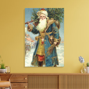 Antiker viktorianischer Weihnachtsmann mit Weihnac Leinwanddruck