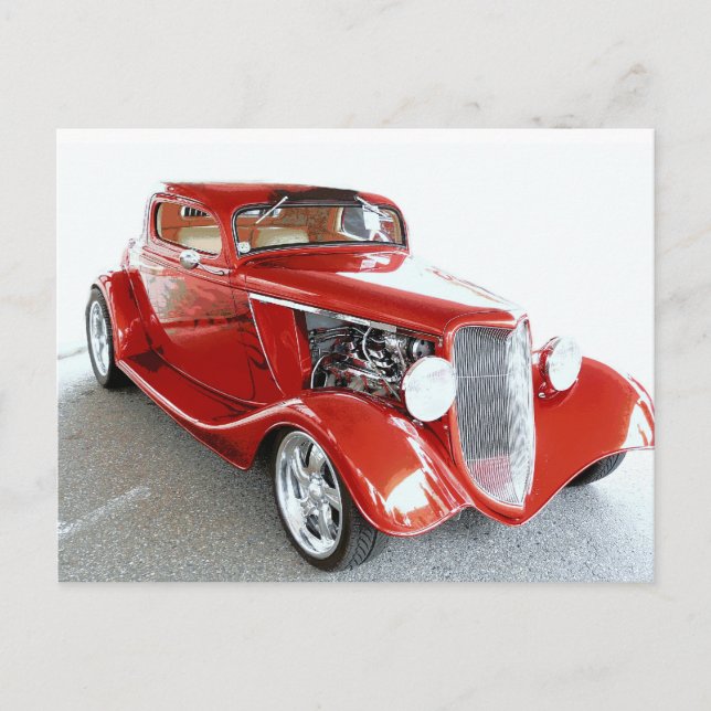 Antiker Vintager Sammler, RED car Postkarte (Vorderseite)