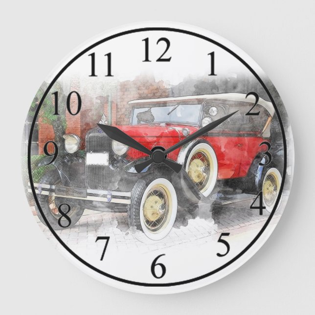 Antiker Wagen Große Wanduhr (Vorderseite)