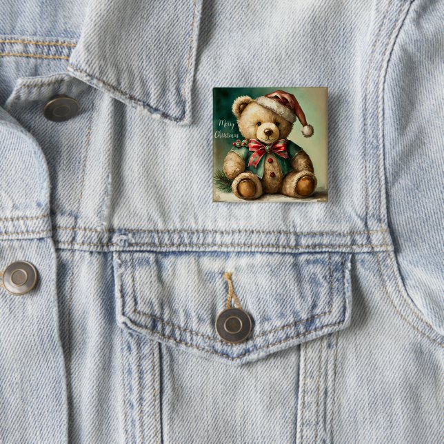 Antiker Weihnachts-Teddybär Button (Beispiel)