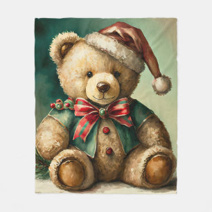 Antiker Weihnachts-Teddybär Fleecedecke