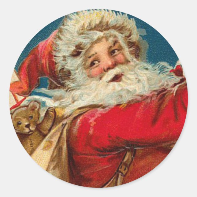 Antiker Weihnachtsaufkleber Runder Aufkleber (Vorderseite)