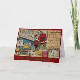 Antiker Weihnachtsmann überprüft Liste CUSTOM Feiertagskarte
