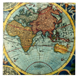 Antiker Weltkarten-Vintager Fliese