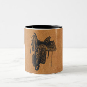 Antiker Westernpferdesattel Zweifarbige Tasse