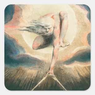 Antiker William Blake Earth Compass Symbolismus Quadratischer Aufkleber