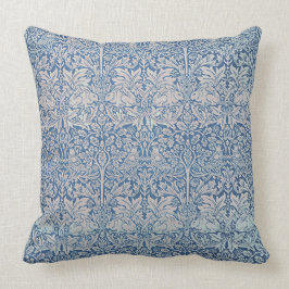 Antiker William Morris Waldkaninchen-Vogel-Laub-Dr Kissen