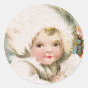 Antiker Winter-Schnee-Baby-Kreis-Aufkleber Runder Aufkleber