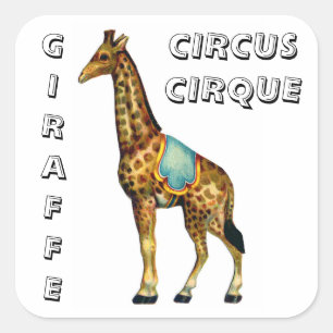 Antiker Zirkus-Darstellungsgiraffe Quadratischer Aufkleber