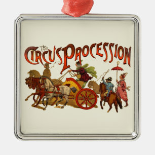 Antiker Zirkus Parade Clowns Silbernes Ornament