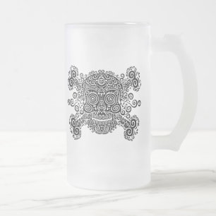 Antiker Zuckerschädel u. -gekreuzte Knochen II Mattglas Bierglas