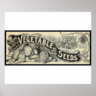 Antikes 1894 Gemüsesaatgut-Zeichen Poster